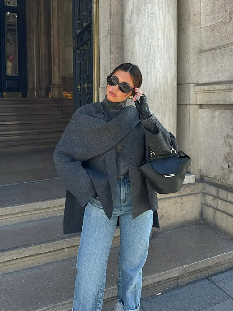 Clementine | Draped Cowl Neck Poncho