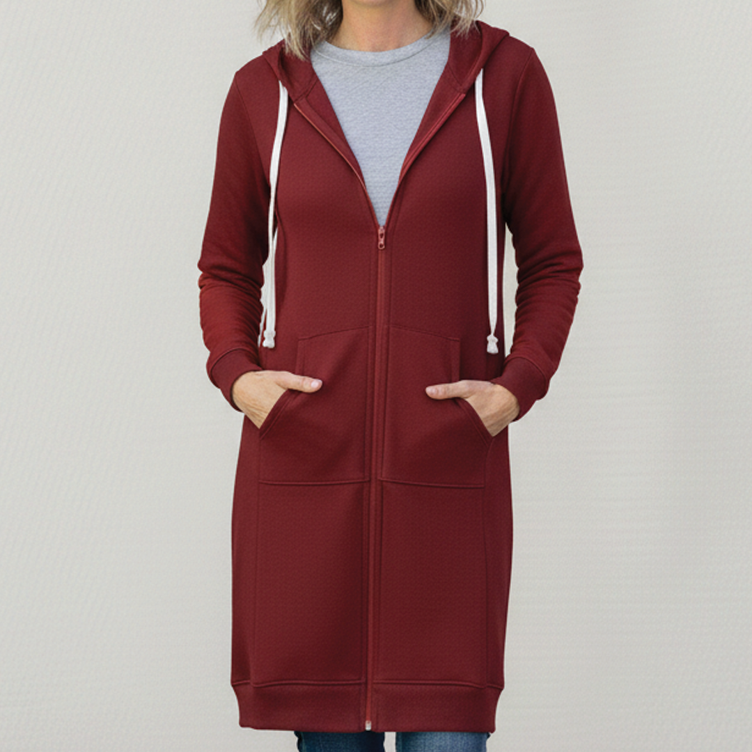 Rafaela | Sudadera larga con capucha y cremallera