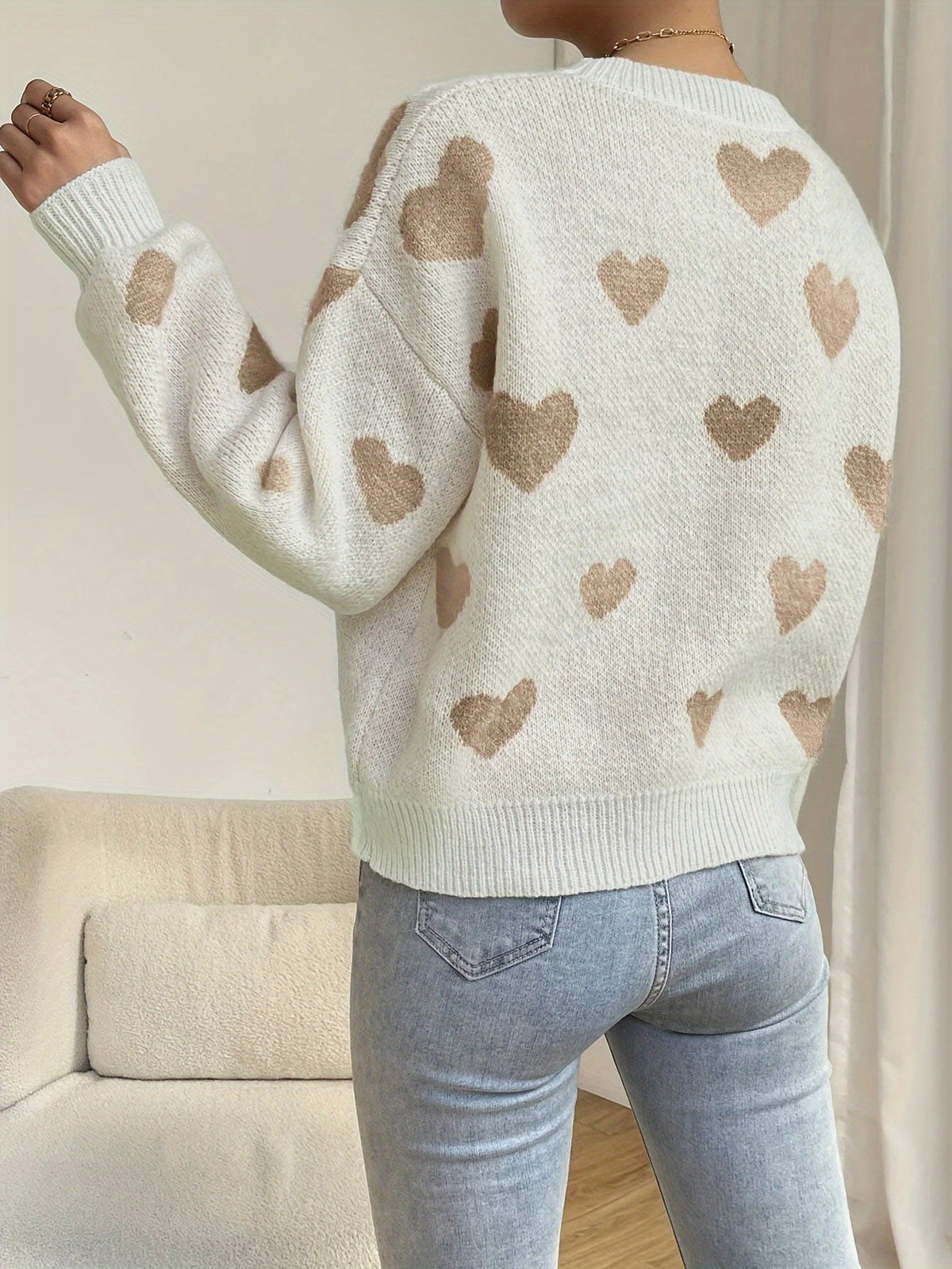 Veronica | Wool Mix Heart Knit Jumper