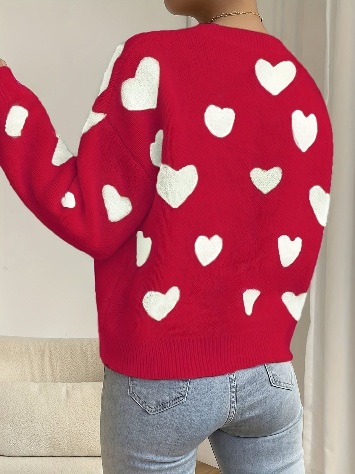 Veronica | Wool Mix Heart Knit Jumper