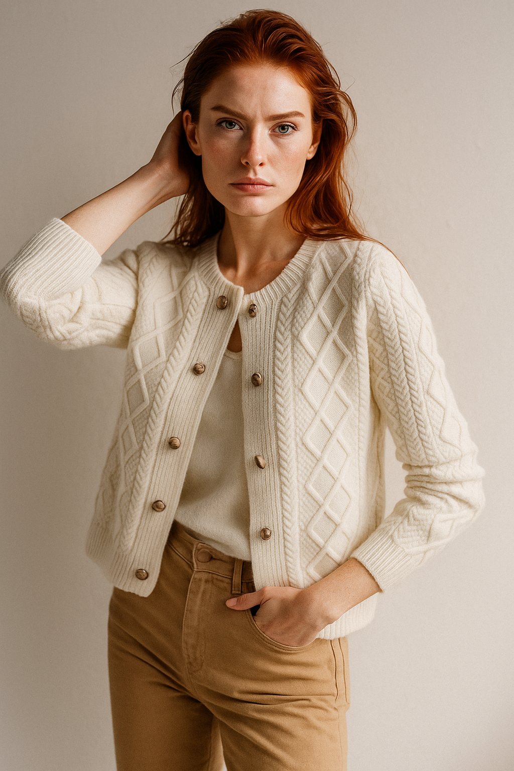 Letitia | Cable-Knit Button Cardigan
