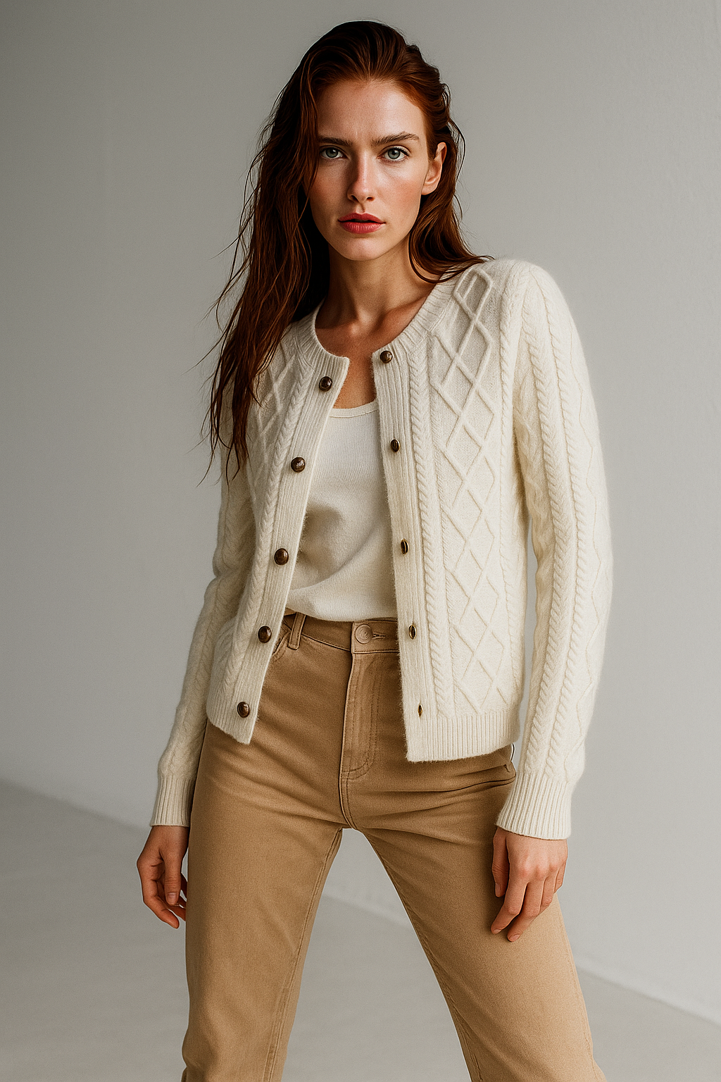Letitia | Cable-Knit Button Cardigan