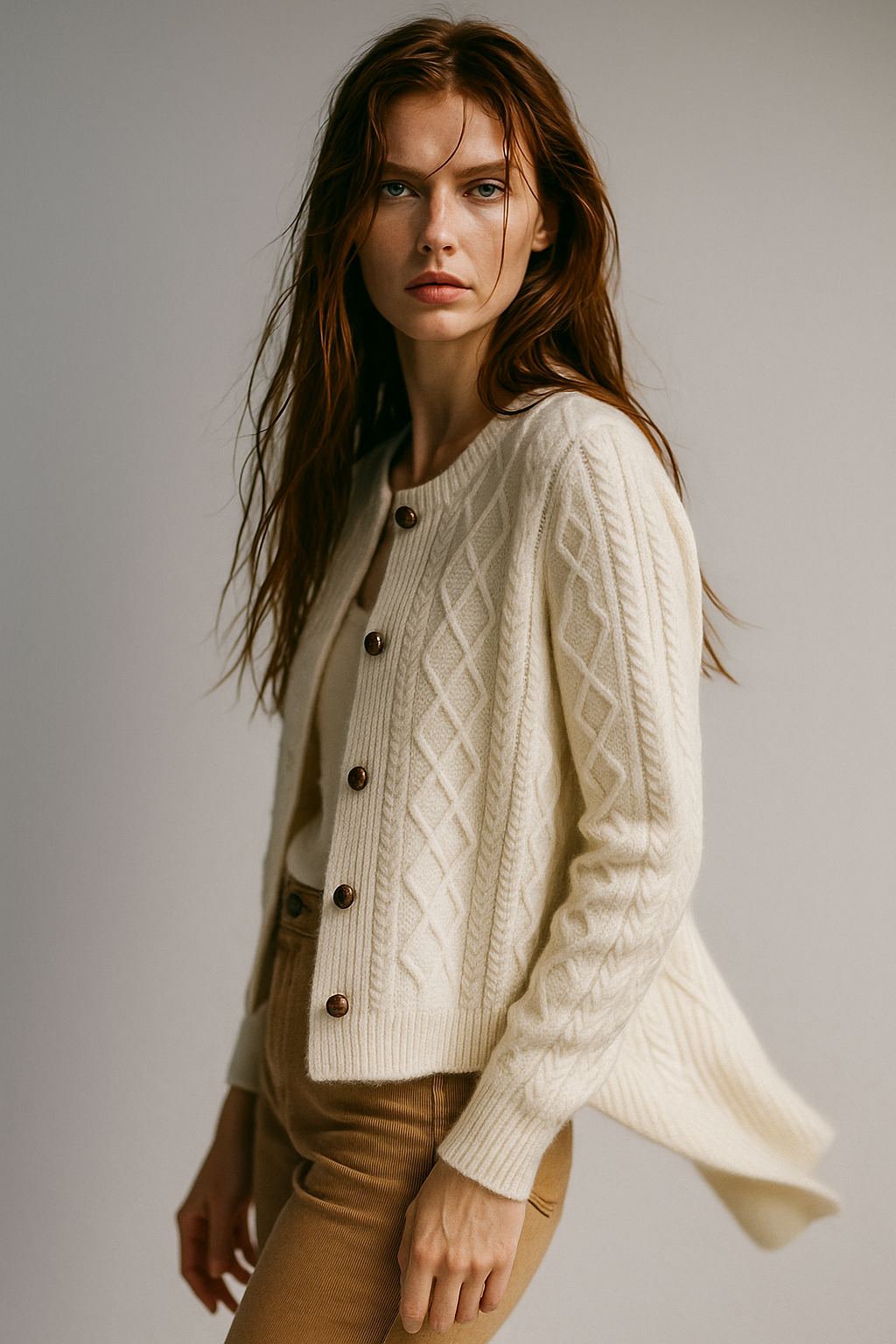 Letitia | Cable-Knit Button Cardigan