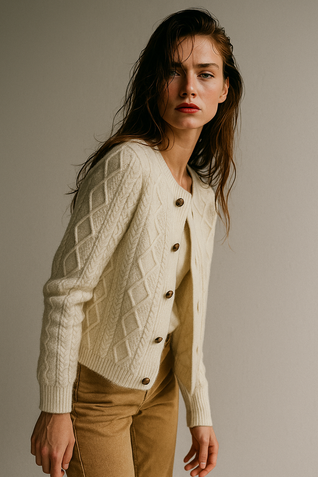 Letitia | Cable-Knit Button Cardigan