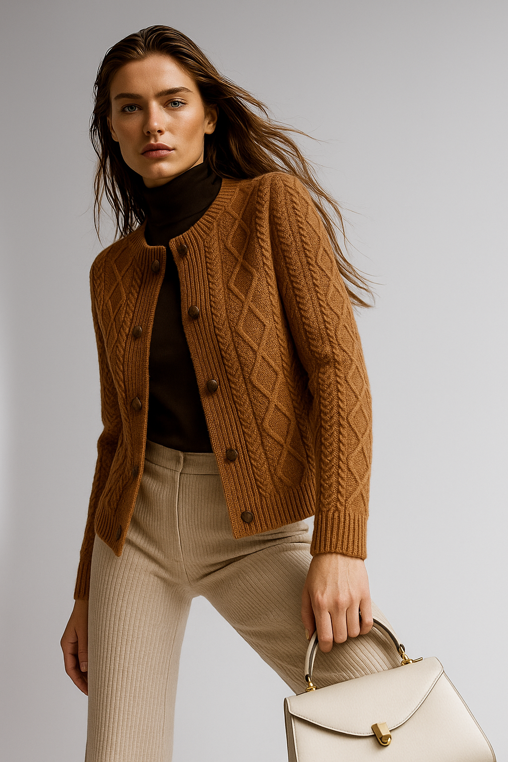Letitia | Cable-Knit Button Cardigan