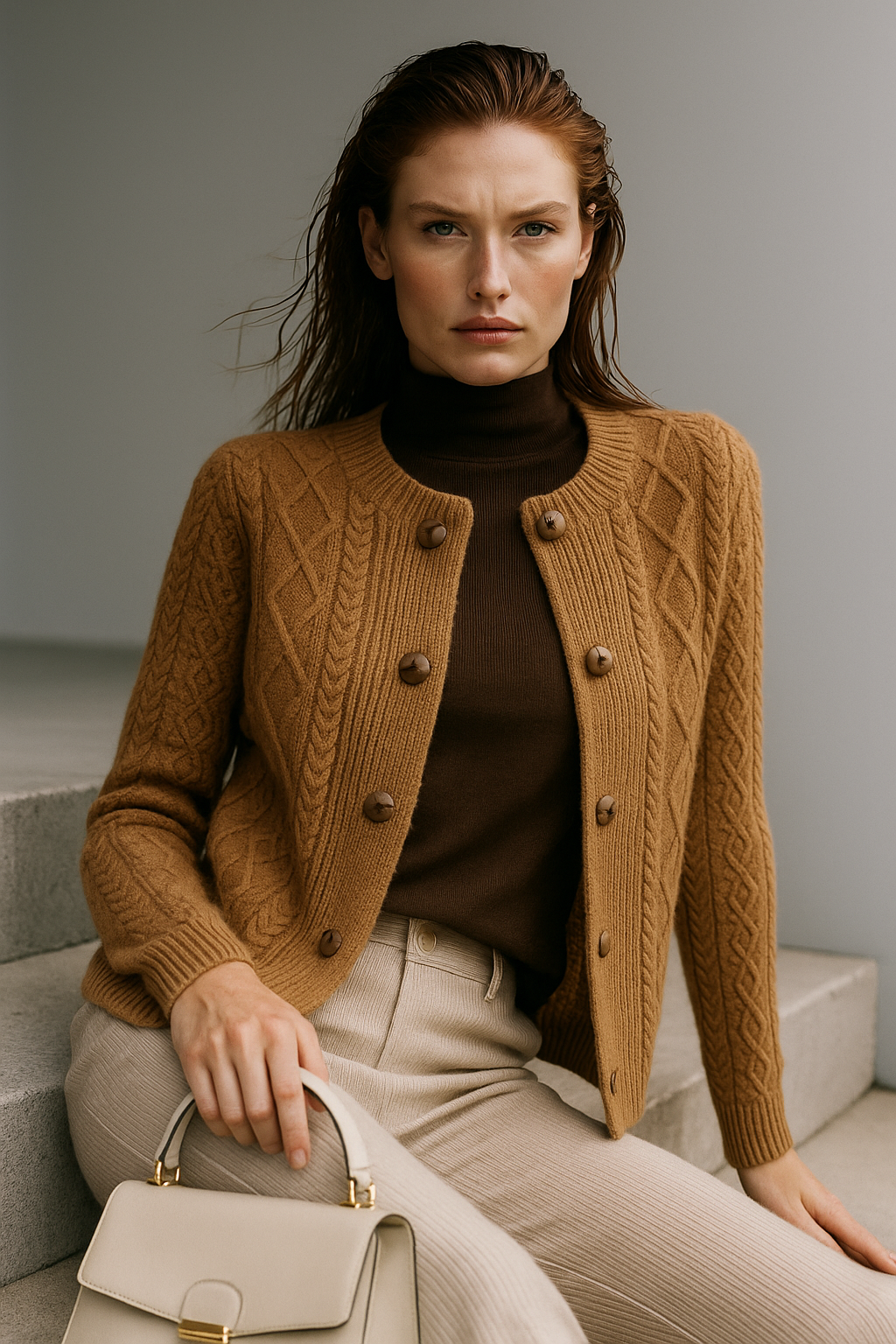 Letitia | Cable-Knit Button Cardigan