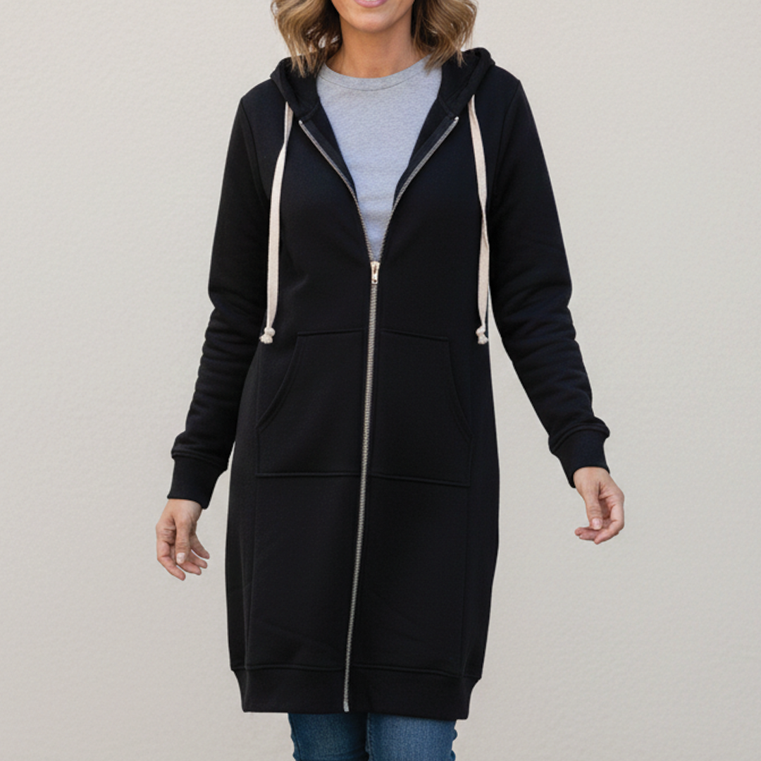 Rafaela | Sudadera larga con capucha y cremallera