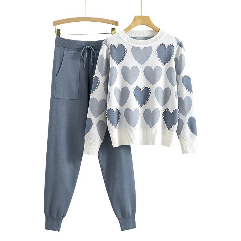 Meredith | Heart Knit Jumper and Jogger Set