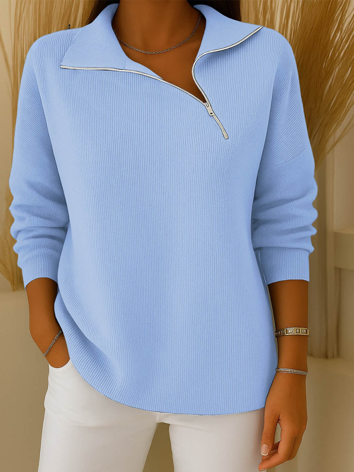 Sibyl | Lapel Collar Zip Neck Jumper