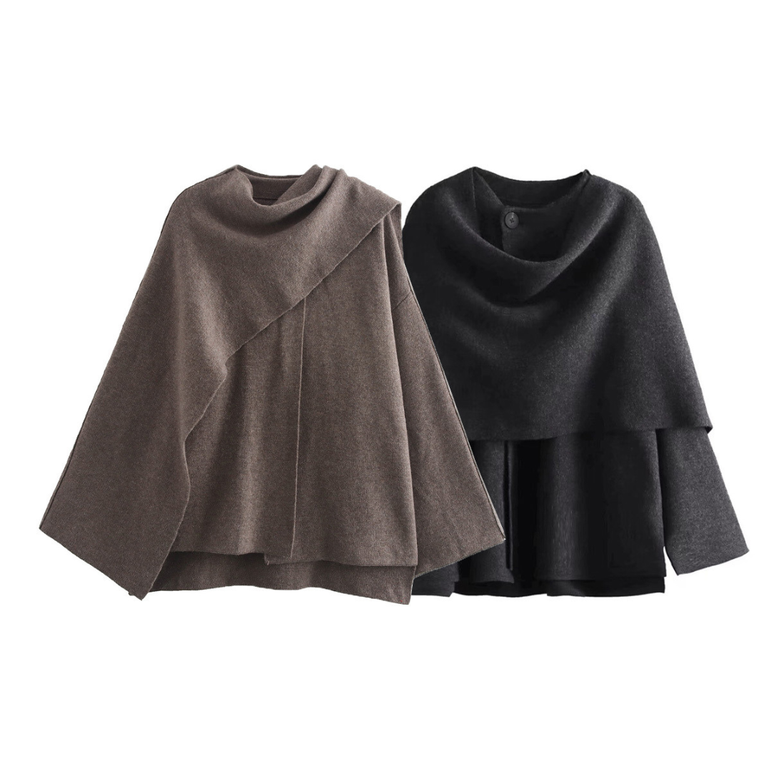 Clementine | Draped Cowl Neck Poncho
