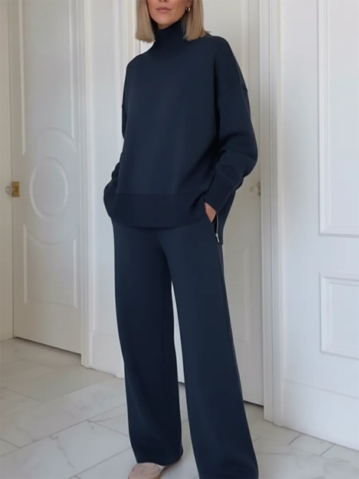 Maeve | Roll Neck Knit Loungewear Set