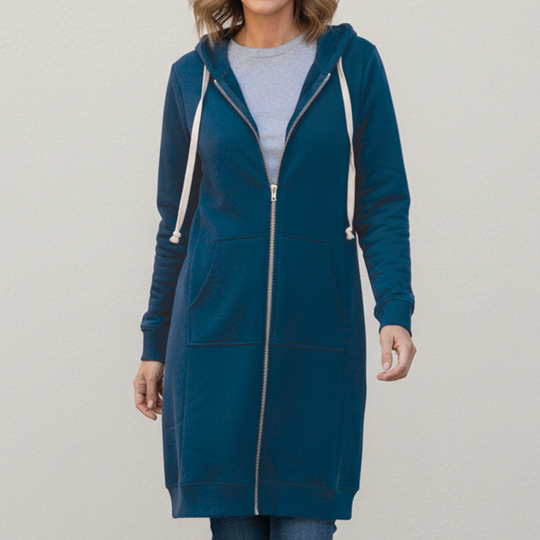 Rafaela | Sudadera larga con capucha y cremallera