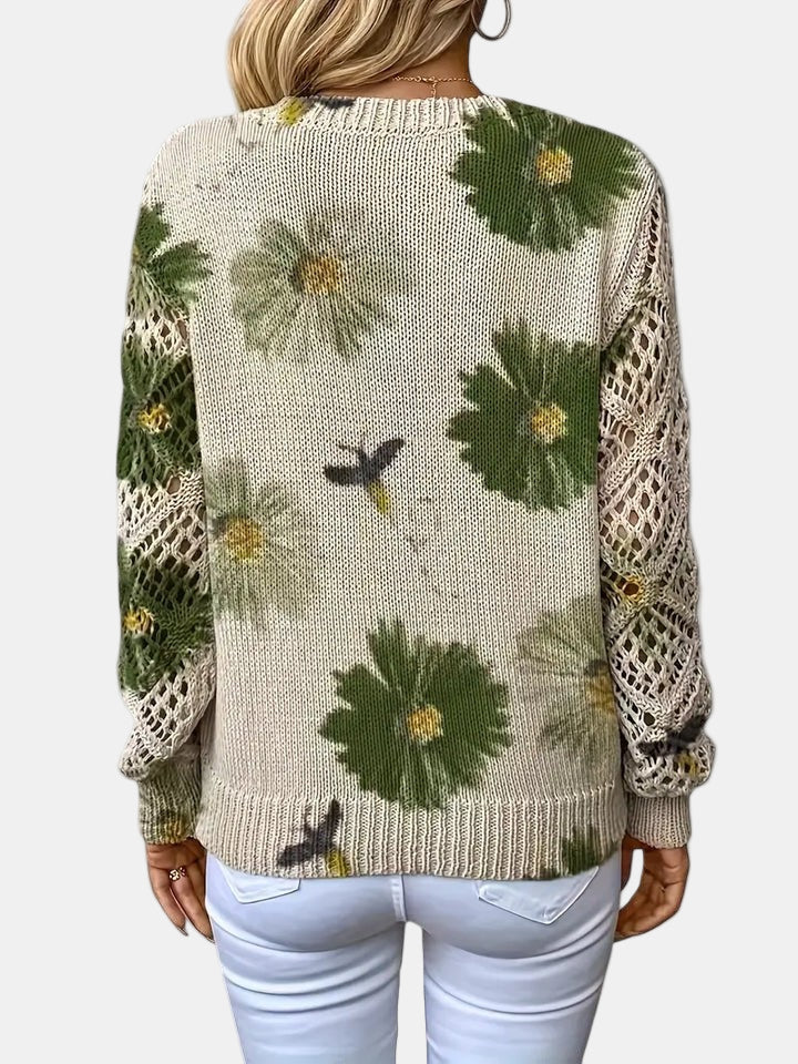 Sidonie | Suéter de punto con cuello de pico y estampado floral