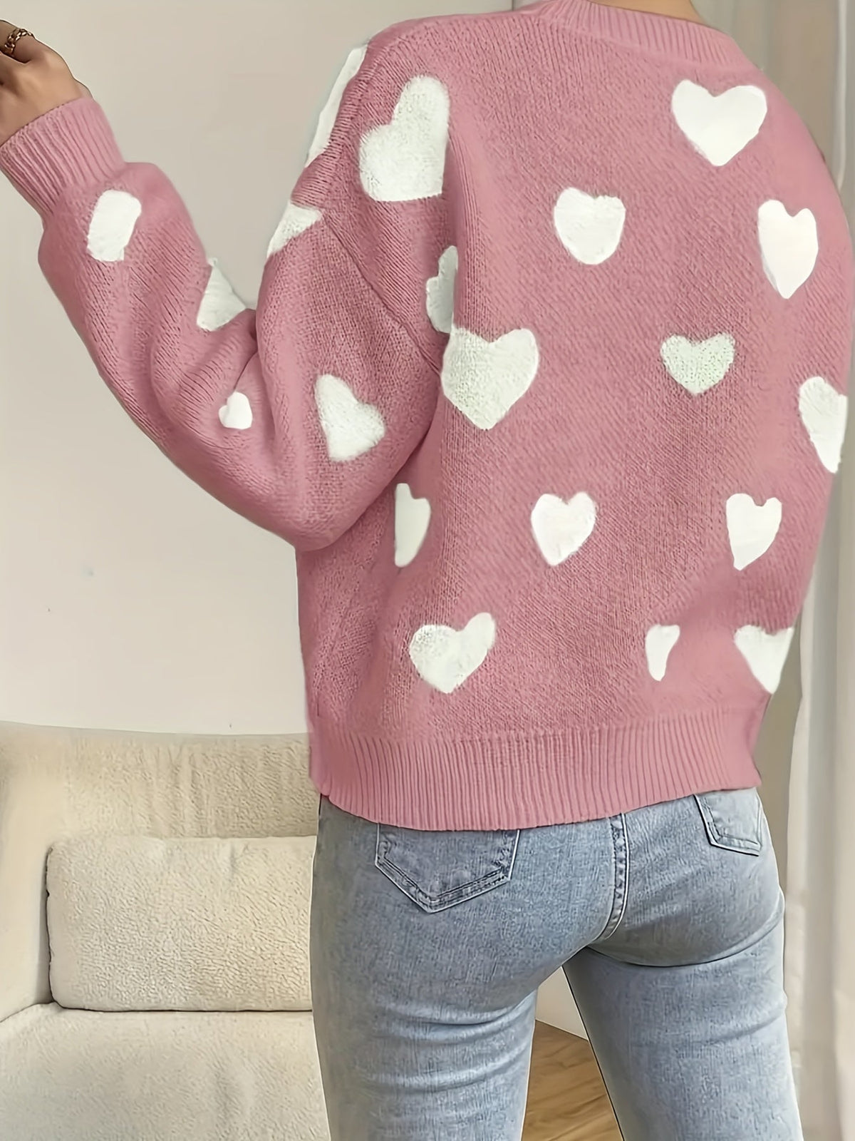 Veronica | Wool Mix Heart Knit Jumper