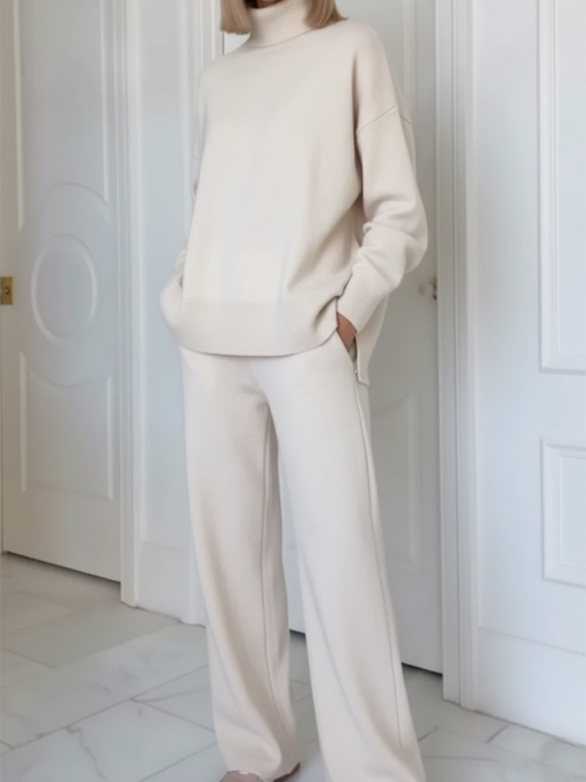 Maeve | Roll Neck Knit Loungewear Set