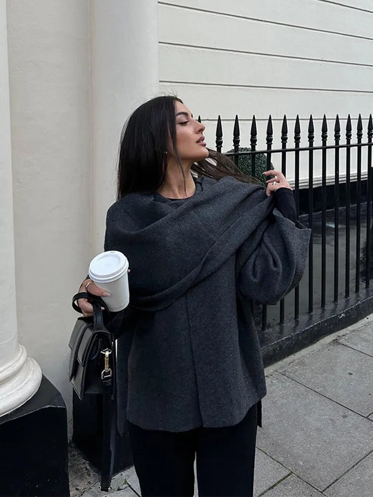 Clementine | Draped Cowl Neck Poncho