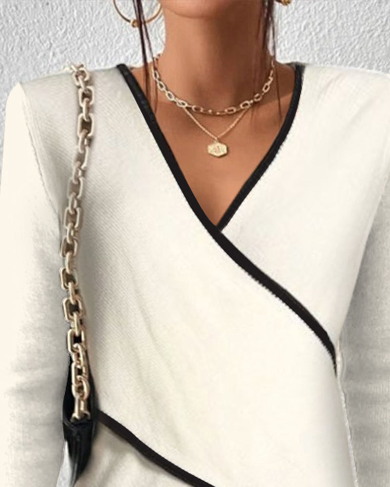 Genevieve | Contrast Wrap Knit Top