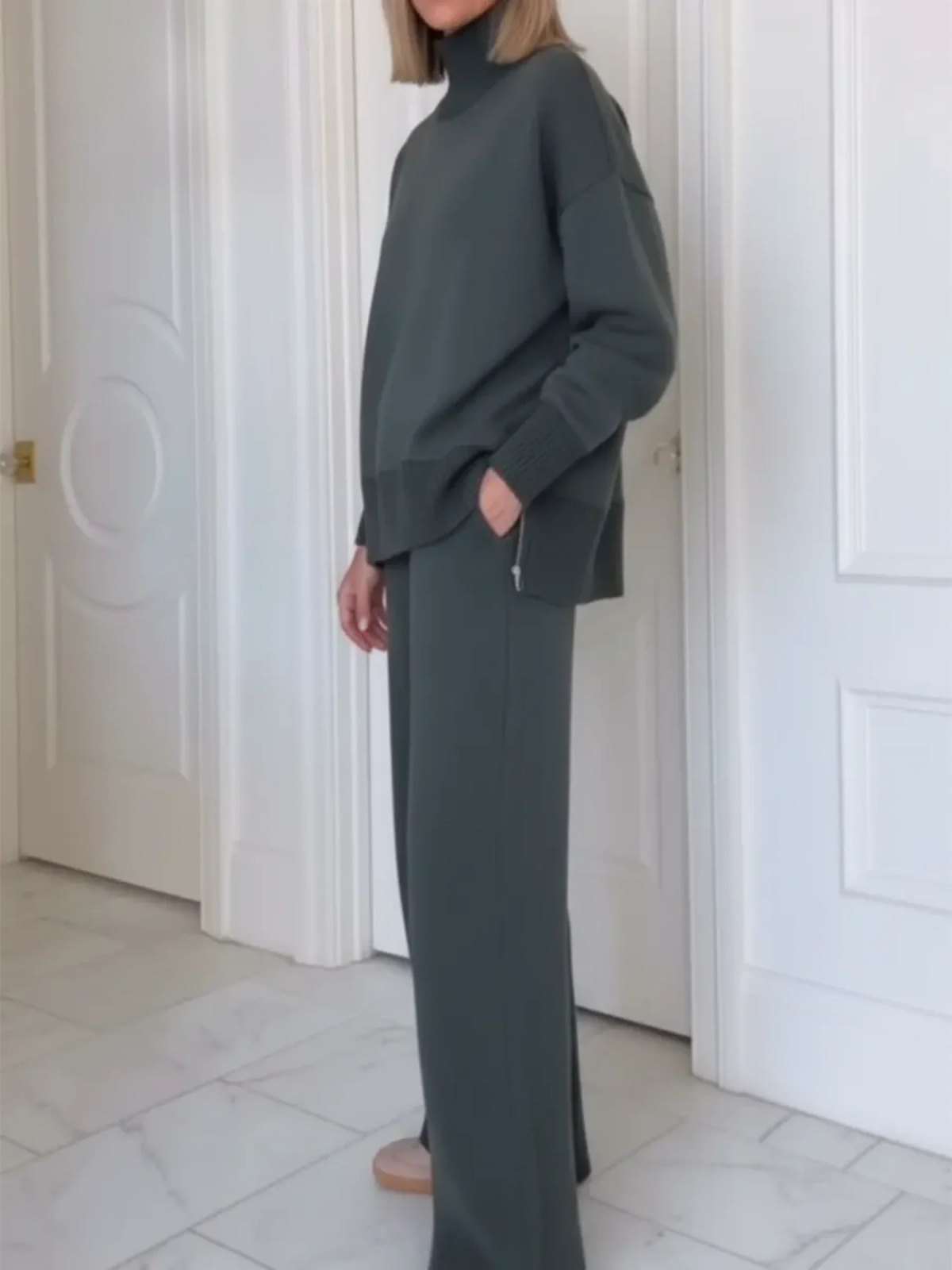 Maeve | Roll Neck Knit Loungewear Set