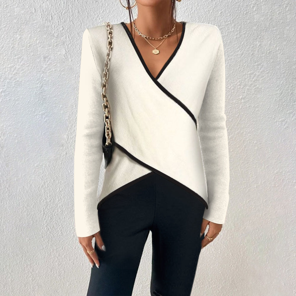 Genevieve | Contrast Wrap Knit Top
