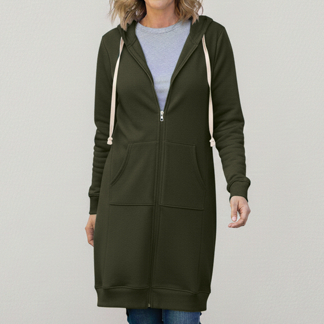 Rafaela | Sudadera larga con capucha y cremallera