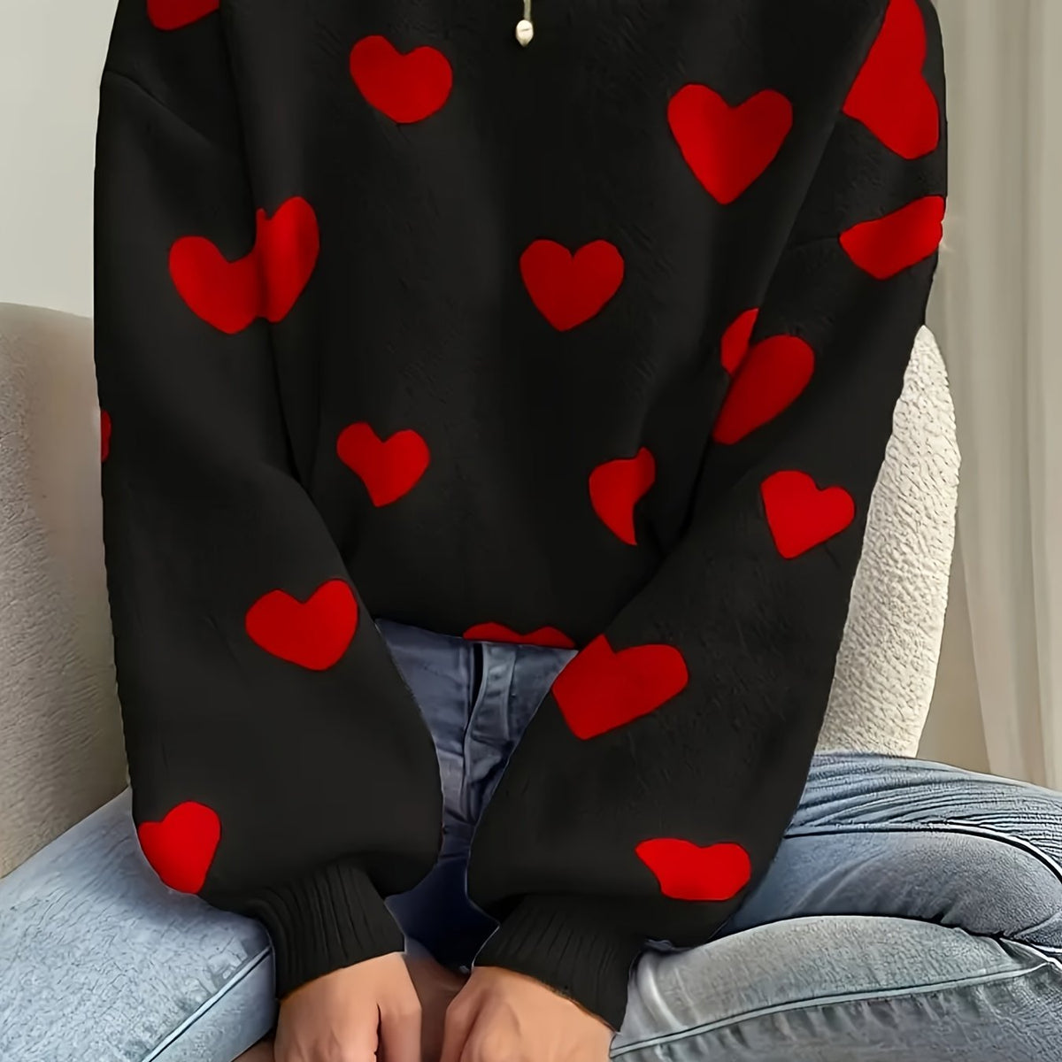 Veronica | Wool Mix Heart Knit Jumper