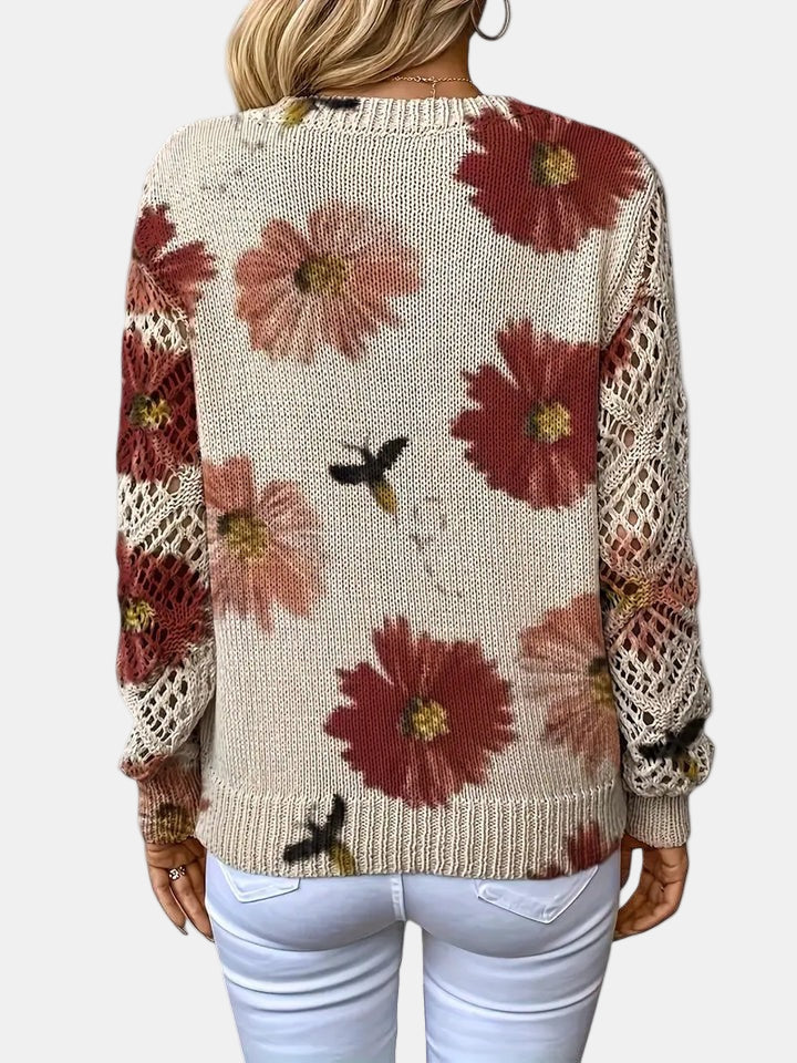 Sidonie | Suéter de punto con cuello de pico y estampado floral