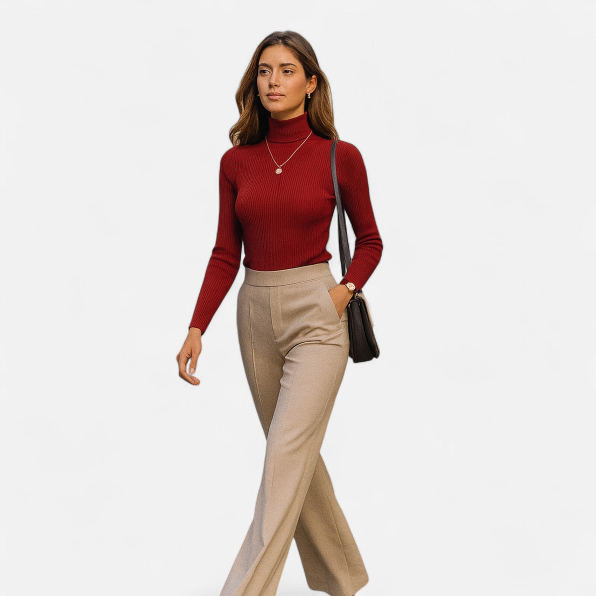Ava | Slim Ribbed Roll Neck Jumper