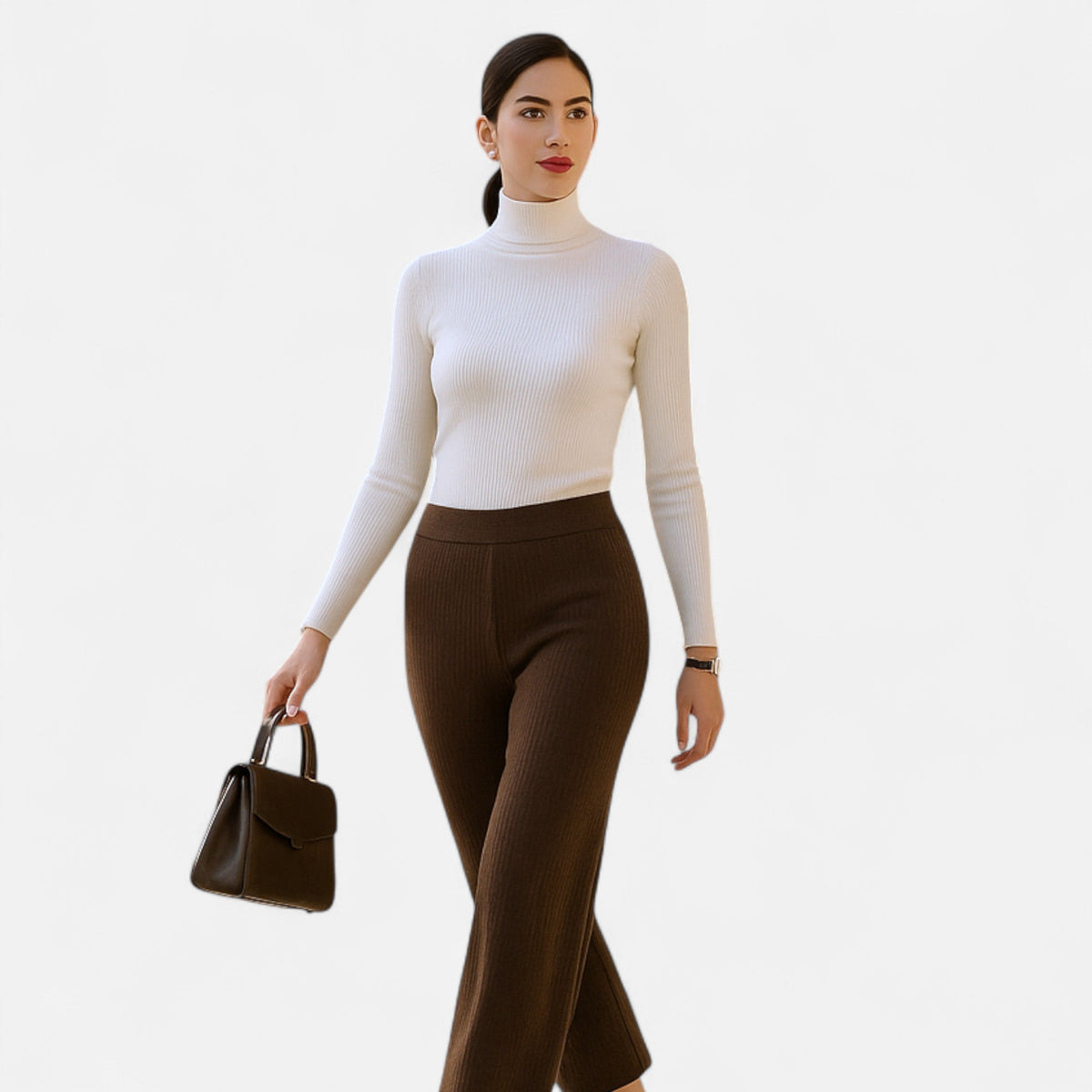 Ava | Slim Ribbed Roll Neck Jumper