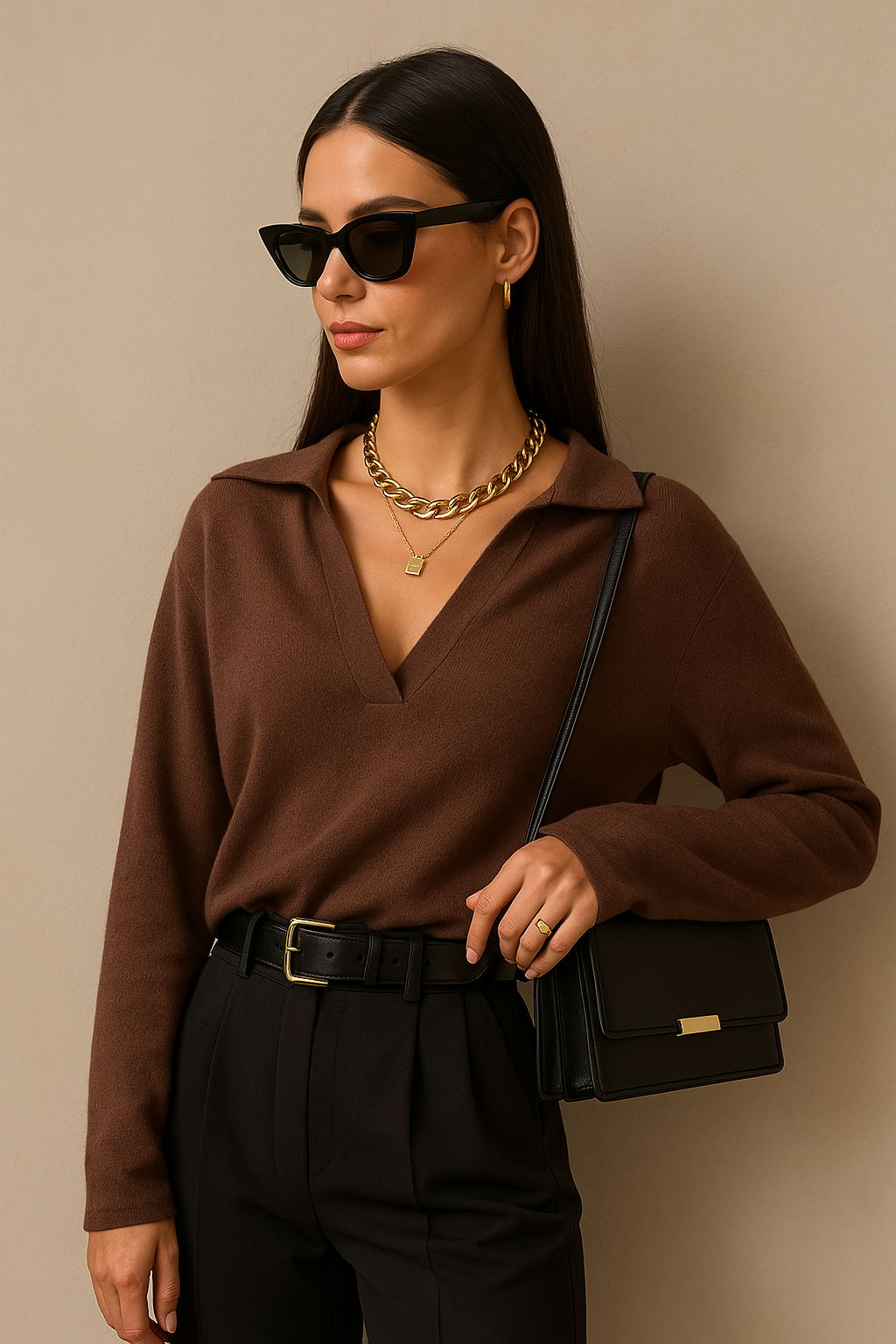 Nell | Merino Wool Collared Knit Polo Top