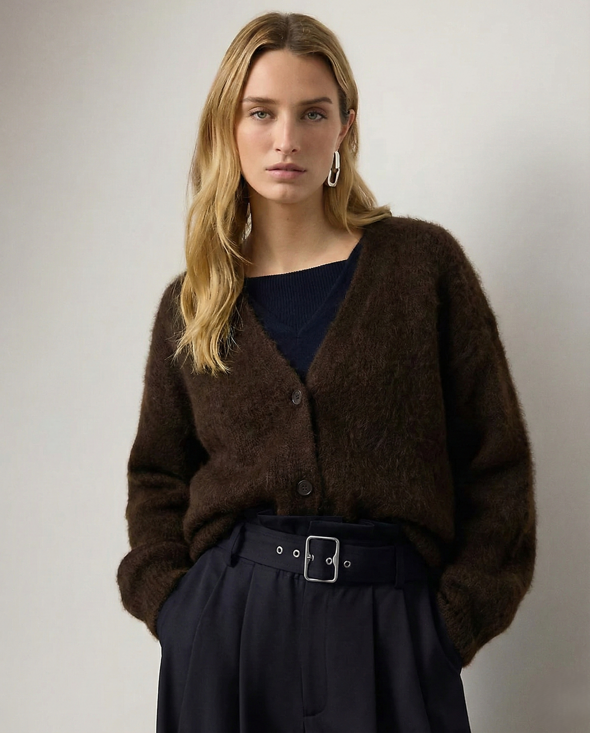 Ernestine | Fluffy V-Neck Button Cardigan