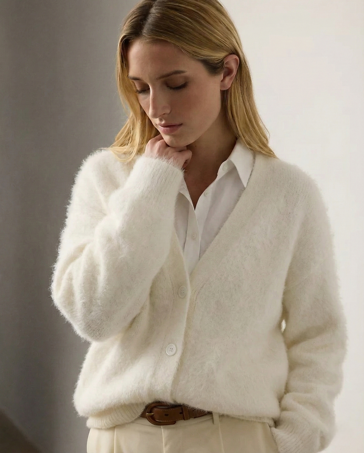 Ernestine | Fluffy V-Neck Button Cardigan
