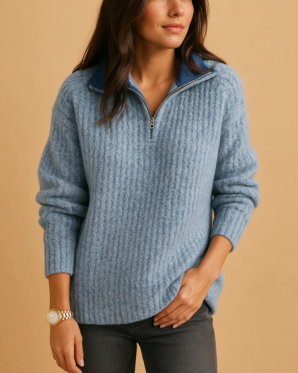 Octavia | Sudadera de media cremallera acanalada