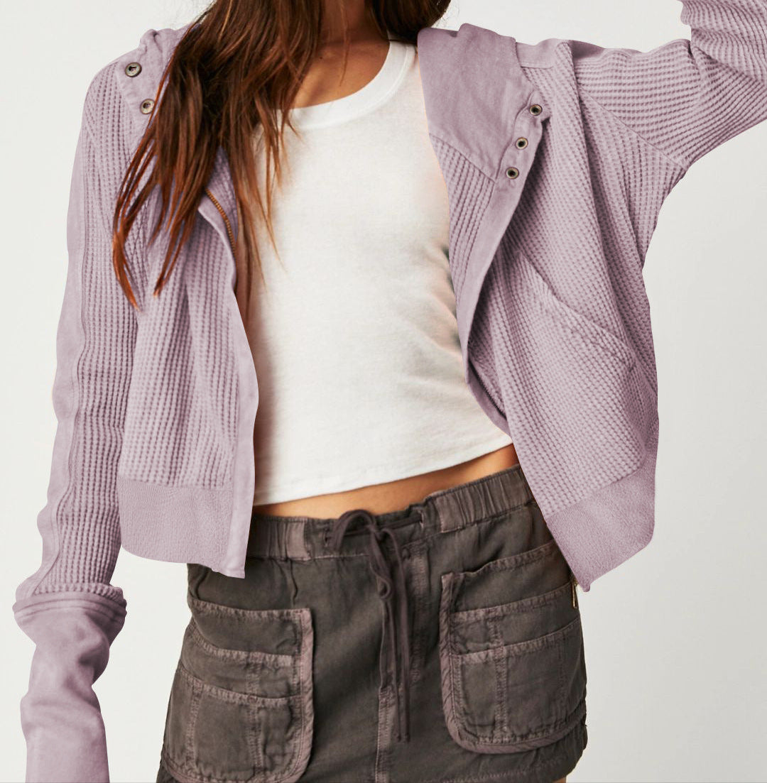 Mariel | Sudadera con capucha de punto gofre y cremallera