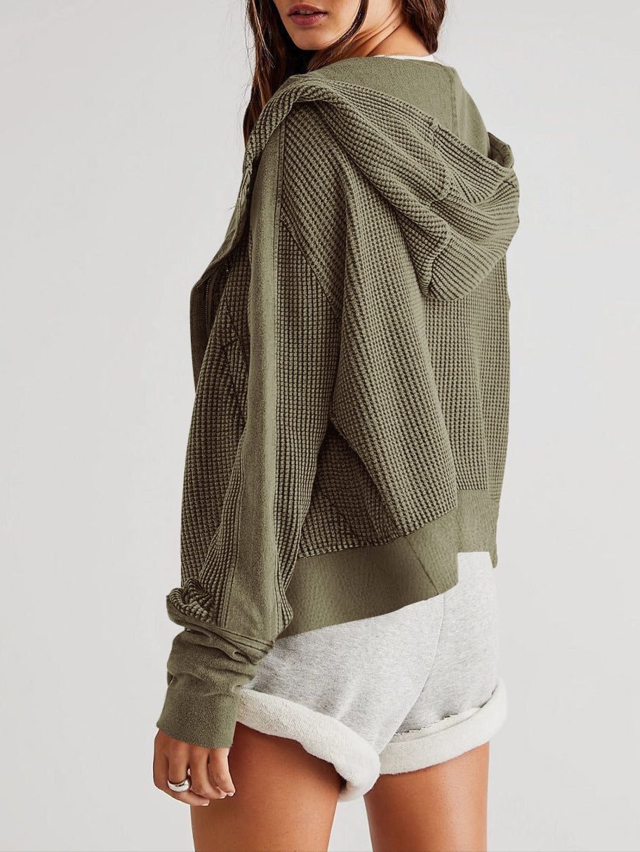 Mariel | Sudadera con capucha de punto gofre y cremallera