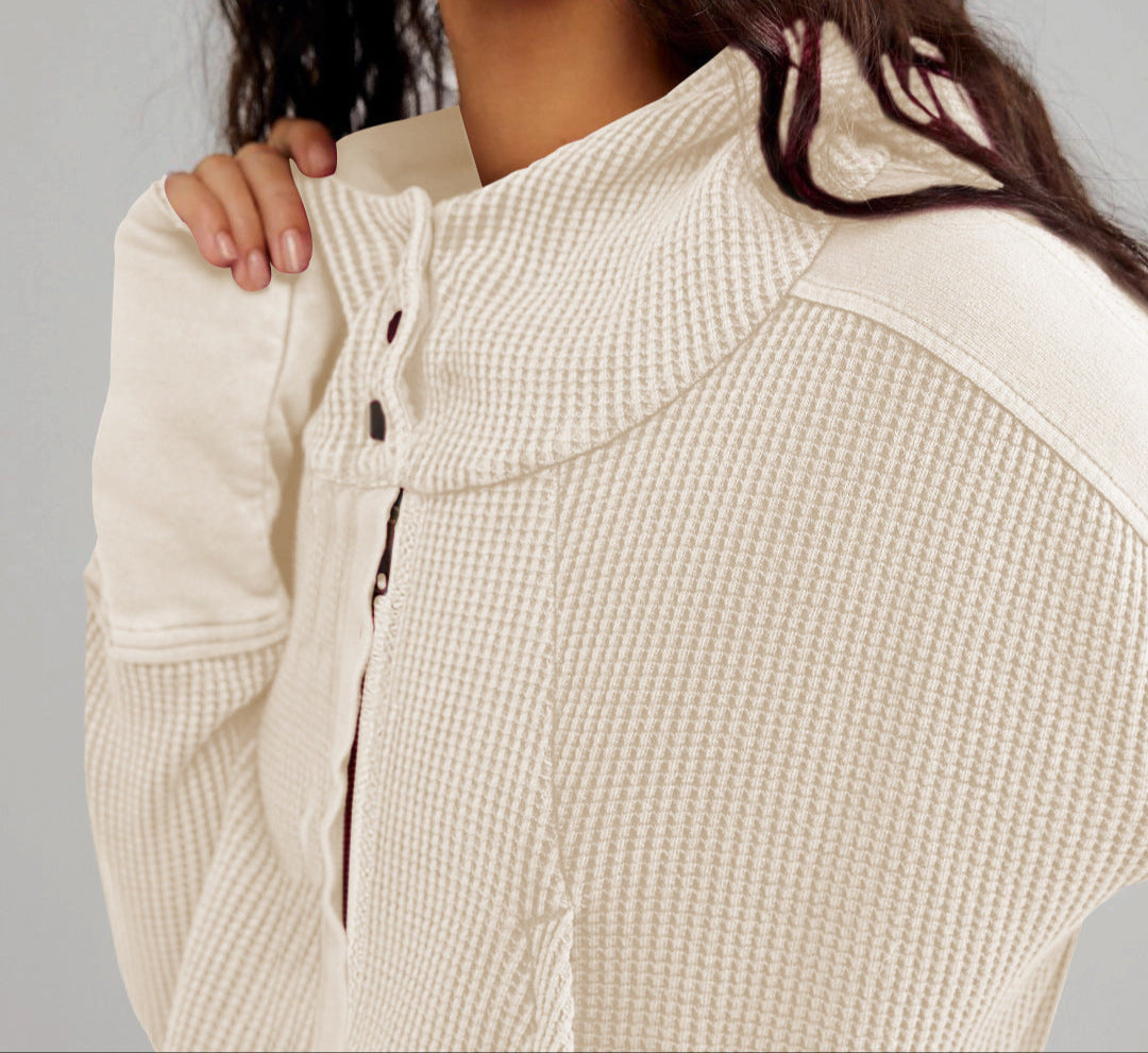Mariel | Sudadera con capucha de punto gofre y cremallera