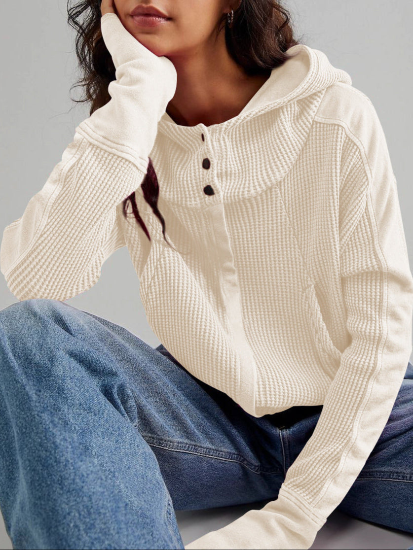 Mariel | Sudadera con capucha de punto gofre y cremallera