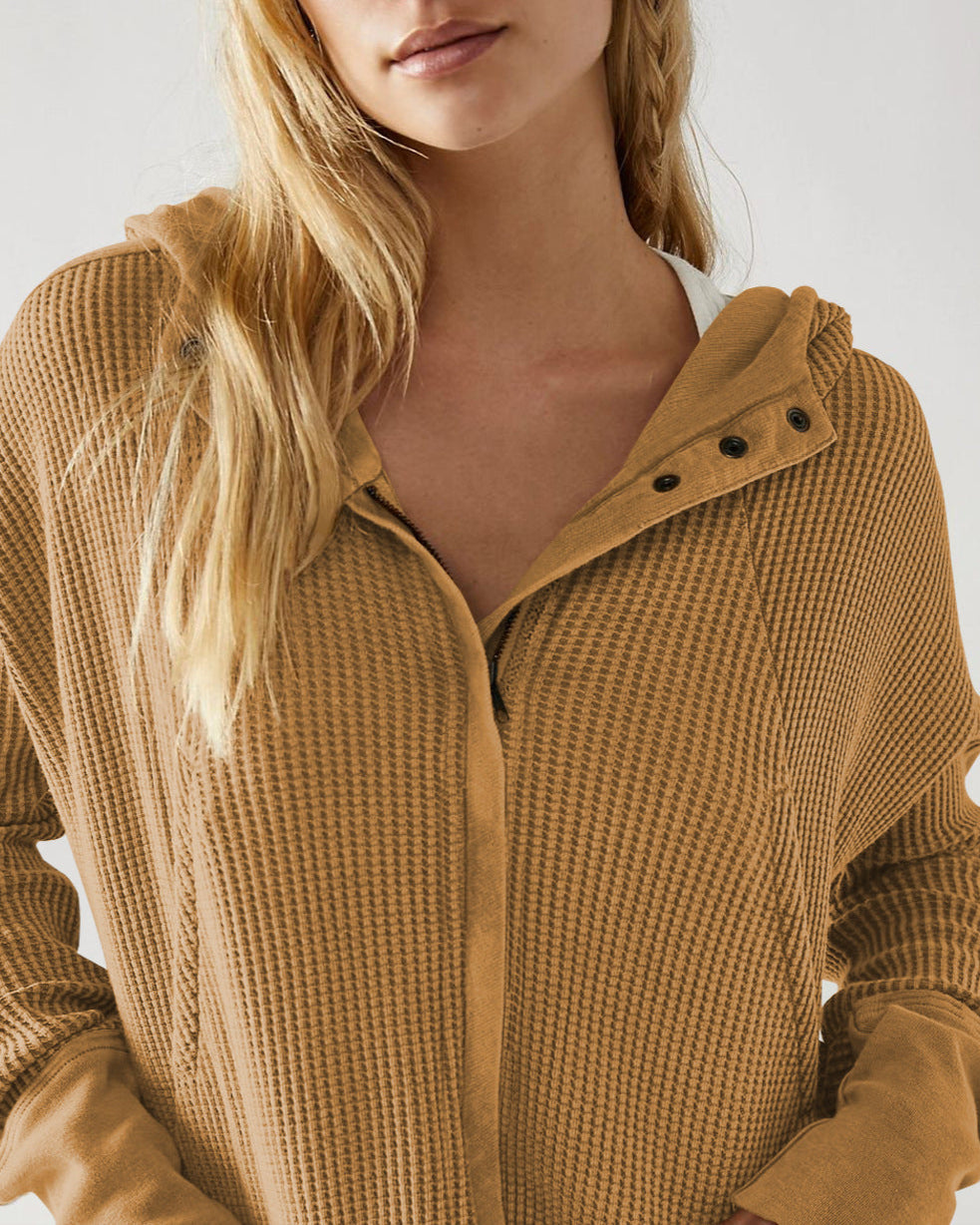 Mariel | Sudadera con capucha de punto gofre y cremallera
