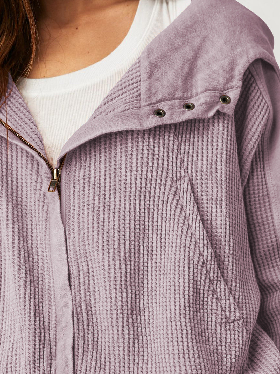 Mariel | Sudadera con capucha de punto gofre y cremallera