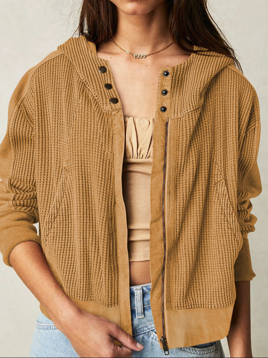 Mariel | Sudadera con capucha de punto gofre y cremallera