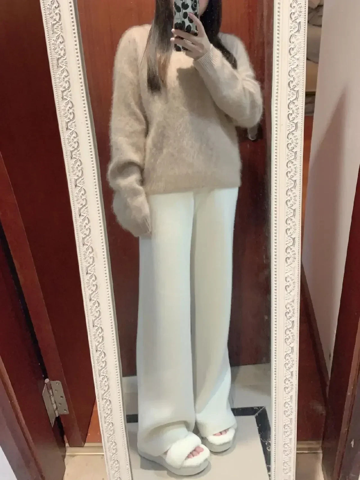 Teresa | Pantalón de punto de pernera ancha de mezcla de lana