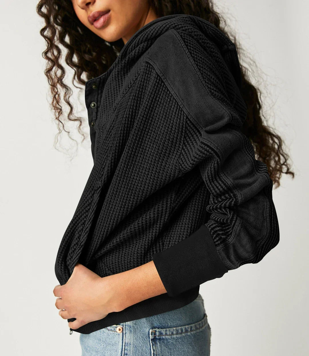 Mariel | Sudadera con capucha de punto gofre y cremallera