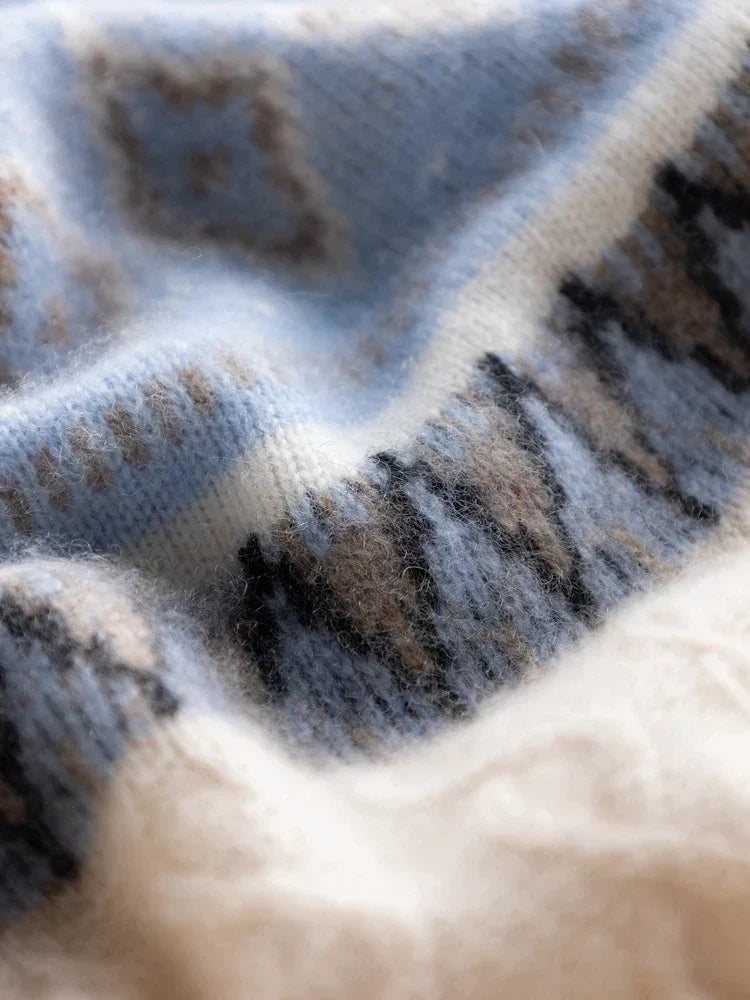 Rachel | Jersey de cuello alto simulado Fair Isle de lana