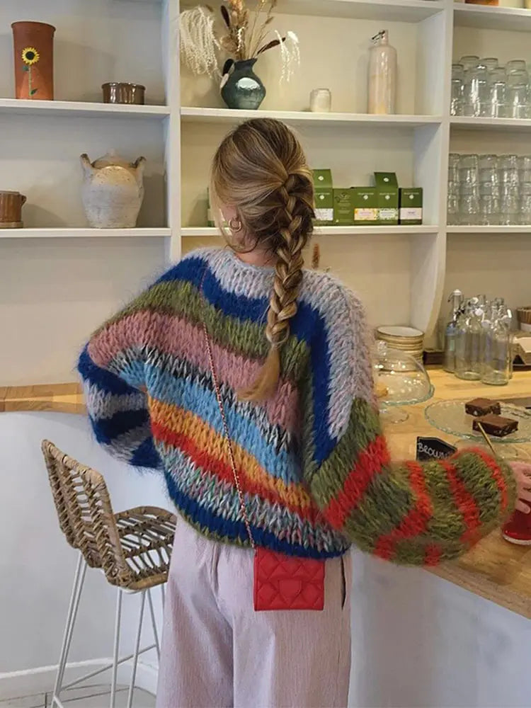 Helecho | Jersey de cuello alto de mohair multicolor