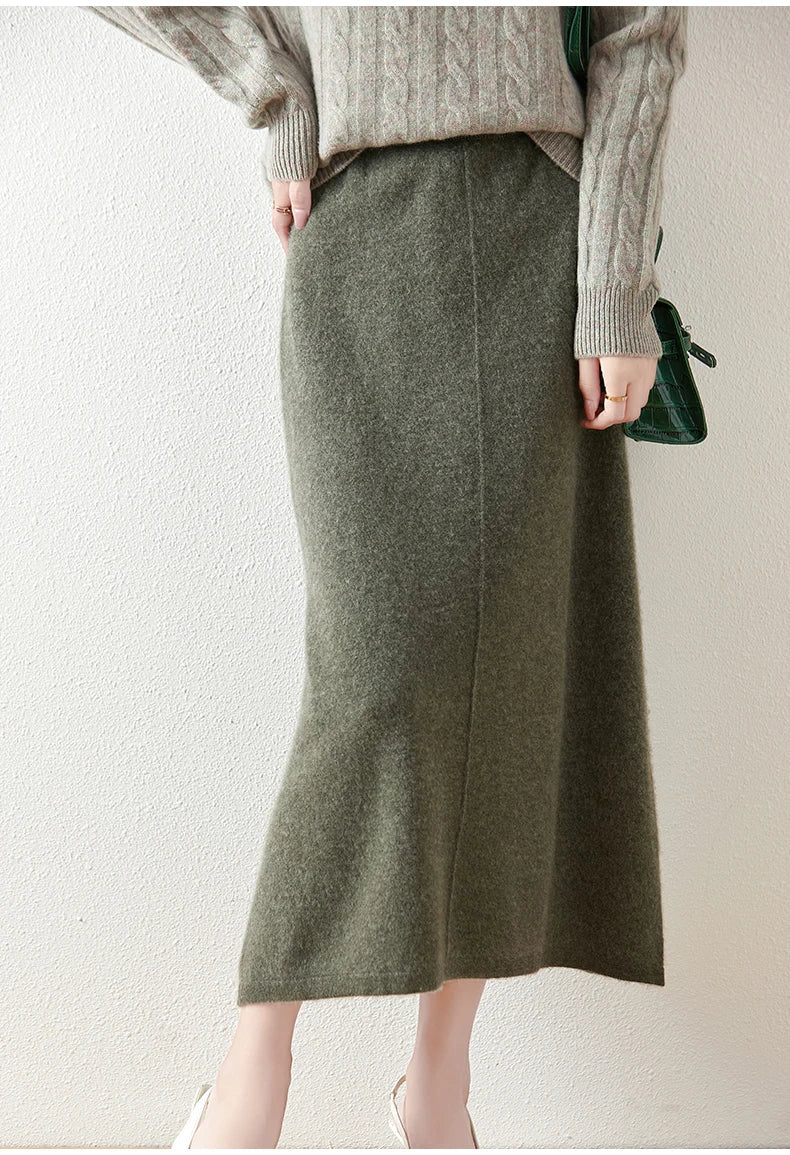 Ramona | Wool Knit Midi Skirt