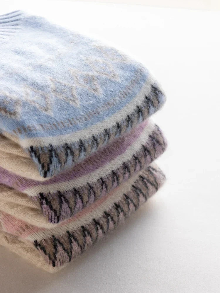 Rachel | Jersey de cuello alto simulado Fair Isle de lana