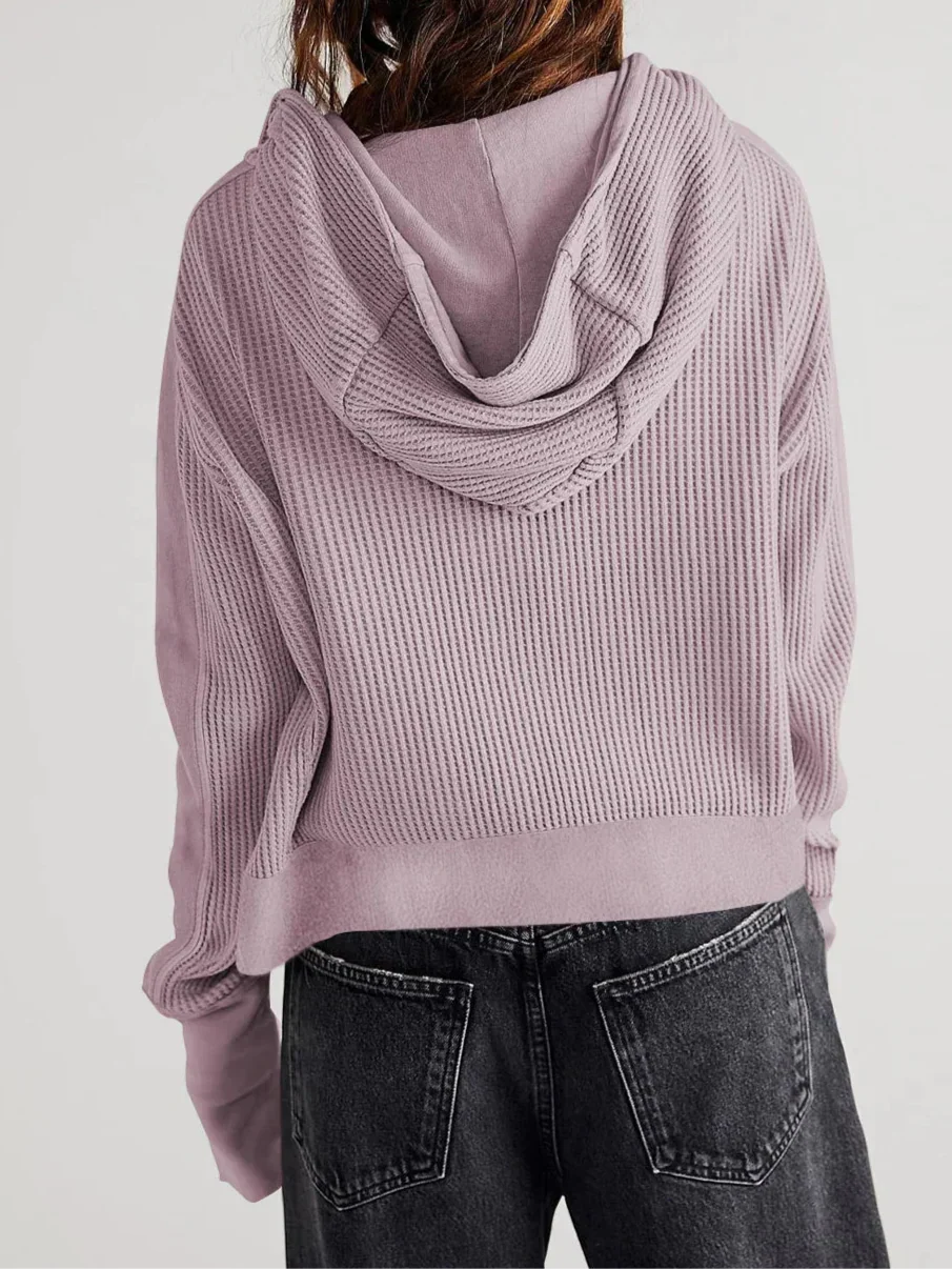 Mariel | Sudadera con capucha de punto gofre y cremallera