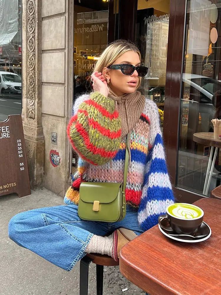 Helecho | Jersey de cuello alto de mohair multicolor