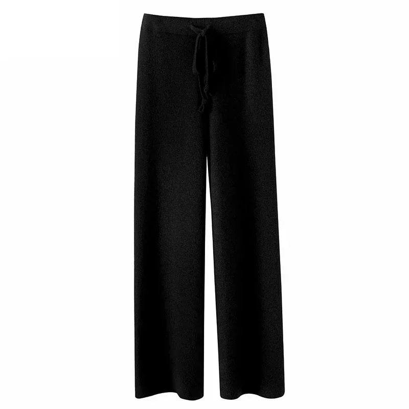 Teresa | Pantalón de punto de pernera ancha de mezcla de lana