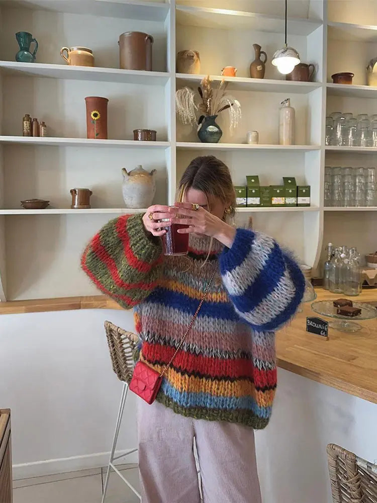 Helecho | Jersey de cuello alto de mohair multicolor