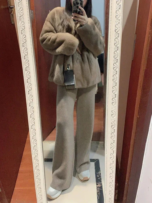 Teresa | Pantalón de punto de pernera ancha de mezcla de lana